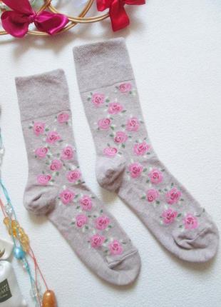 Суперовые хлопковые фирменные носки в цветочный принт gentle grip 💖🌺💖