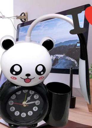Дитячі годинники панда/настільна світлодіодна лампа органайзер для канцелярії/місяча...