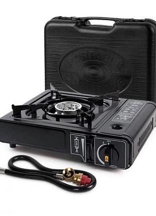 Газовая плита в кейсе для туризма, кемпинга и пикника / газовая плита с переходником...