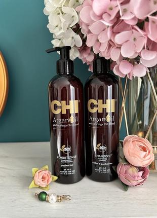 Chi argan oil plus moringa oil shampoo восстанавливающий шампунь 340 мл2 фото