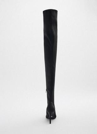 Атласные ботфорты, высокие сапоги на каблуке zara4 фото