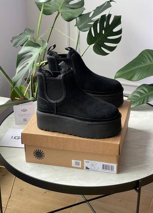 Женские угги ugg neumel chelsea black platform
