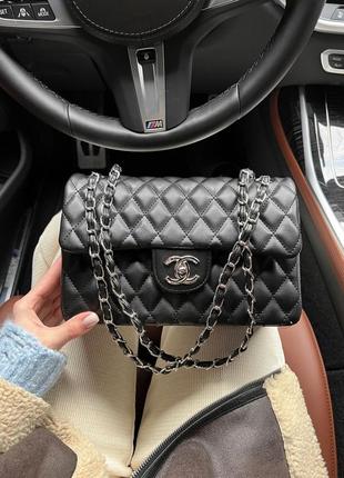 Женская сумка chanel black silver1 фото