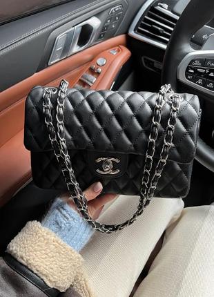 Женская сумка chanel black silver4 фото