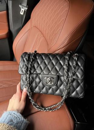 Женская сумка chanel black silver6 фото