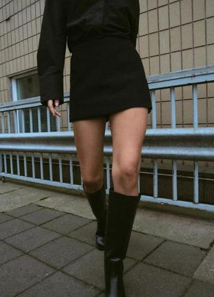 Високі чорні чоботи з широкою халявою zara new