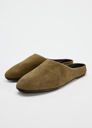 Мюли замшевые хаки zara new