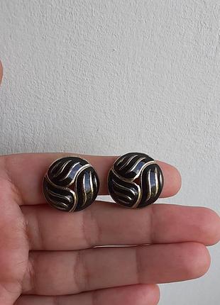 Винтажные клипсы с эмалью