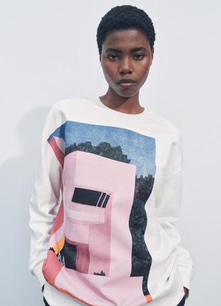 Свитшот женский хлопковый с принтом zara new