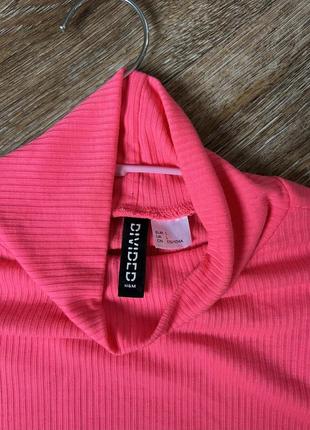 Розовый гольф водолазка яркий пуловер укороченный реглан 💞divided размер m-l10 фото