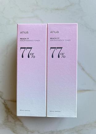 Зволожувальний тонер-есенція з екстрактом персика anua peach 77% niacin essence toner