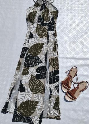 Длинное трикотажное платье с листьями boohoo2 фото
