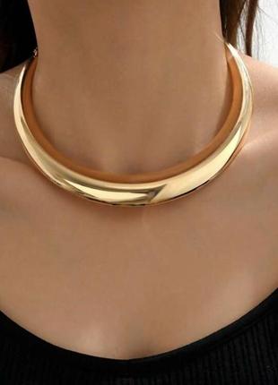 Тренд стильне золотисте жіноче широке кольє пектораль чокер підвіс ланцюжок мінімалізм