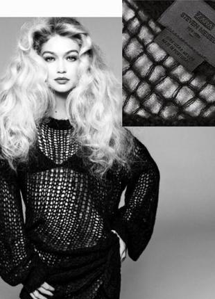 Zara& steven meisel коллекционное платье свитер в сетку с шерстью и альпакой