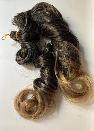Накладные термоволосы, трессы: каштановый, омбре. накладне волосся. перука, шиньон.