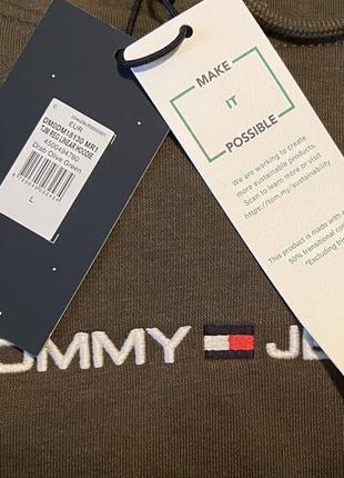 Новый (с бирками)! tommy jeans (l) зеленый свитшот кофта худи linear regular fit (dm0dm18130)7 фото