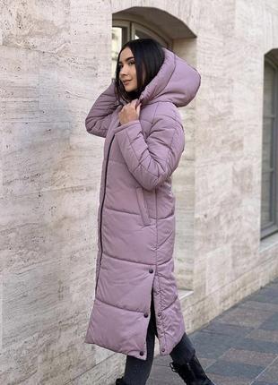 Куртка пальто жіноча довга з капюшоном стьобана тепла базова осіння зимова на осінь...