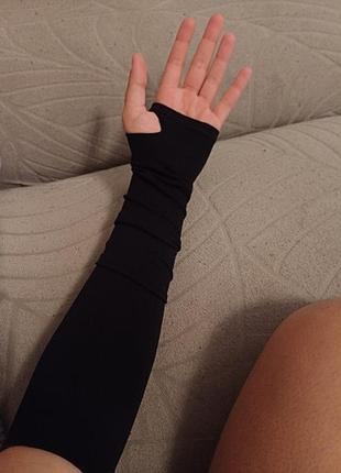 Митенки тонкие рукава без пальцев защитные рукава из нейлона, цвет черный код 82