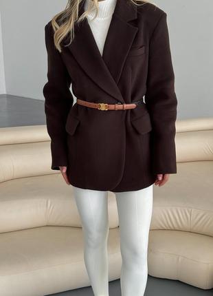 Шоколадний трендовий піджак -  пальто5 фото