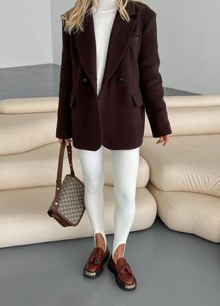 Шоколадний трендовий піджак -  пальто7 фото