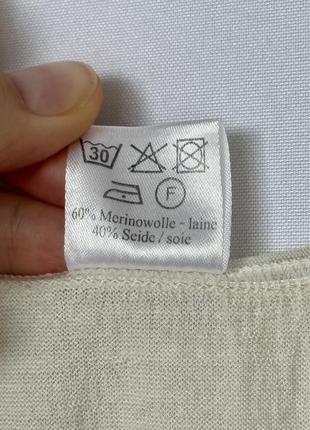 Eusana бежевая нижняя майка шелк шерсть с кружевом термобелье термо топ шерстяная швейцари...