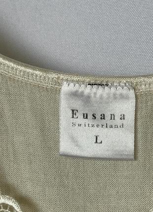 Eusana бежевая нижняя майка шелк шерсть с кружевом термобелье термо топ шерстяная швейцари...