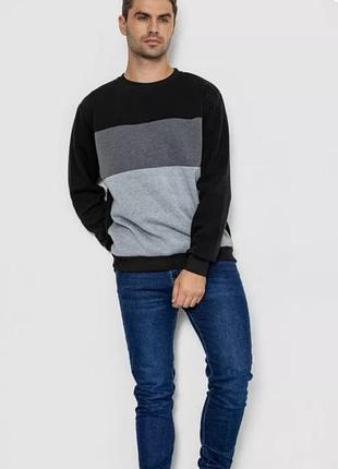 Батник чоловічий на флісі, колір чорно-сірий,244r2349