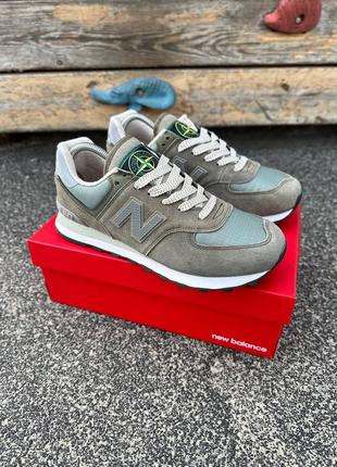 Популярні натуральні чоловічі замшеві кросівки new balance 574 x stone, стонік, хакі, топ модель
