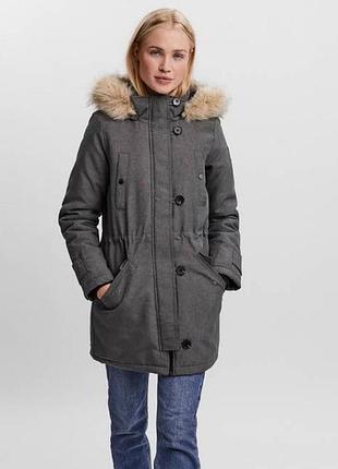 Стильне шикарне якісне трендове пальто парка утеплена vero moda