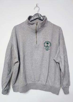 Олімпійка толстовка кофта чоловіча сіра pull&bear over size, розмір m, l, xl