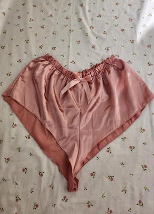 Милые нежные женские шортики атласные бантик coquette домашние шорты атлас бант лолита