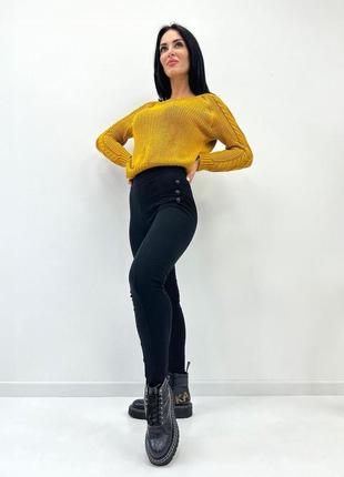 Демисезонные леггинсы лосины "day" джинс-коттон на флисе | батал