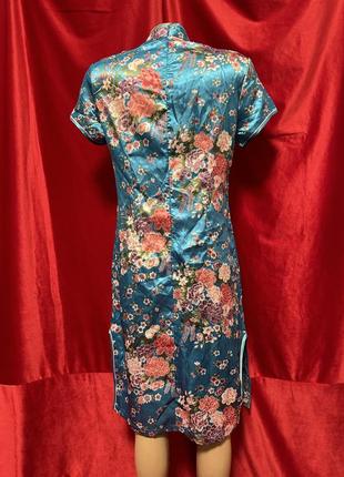 Платье в китайском стиле/голубое принтовое платье/2 фото