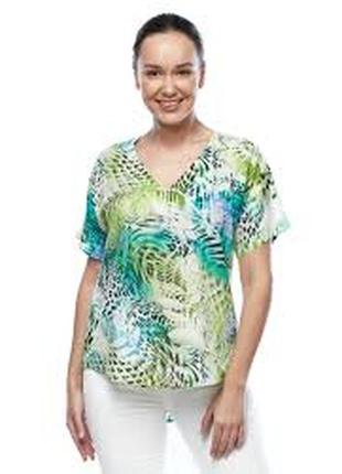 Блуза футболка тропический принт р 60 - 62