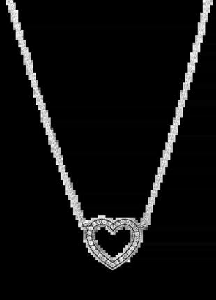 Серебряное колье сердце
