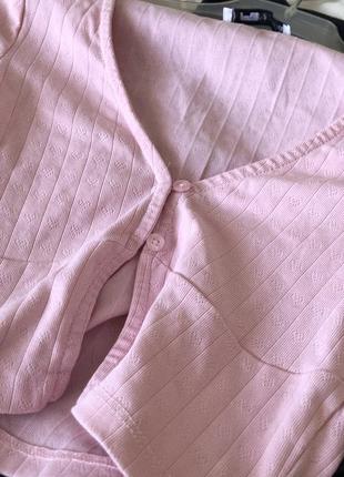 Розовая легкая нежная блуза футболка кроп-топ с сердечками fb sister размер xs4 фото