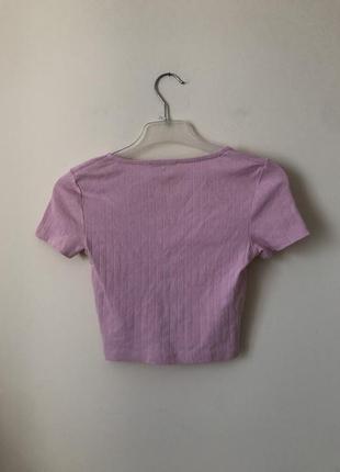 Розовая легкая нежная блуза футболка кроп-топ с сердечками fb sister размер xs6 фото