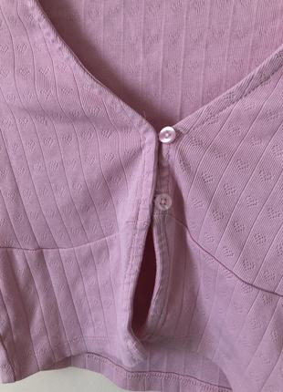 Розовая легкая нежная блуза футболка кроп-топ с сердечками fb sister размер xs9 фото