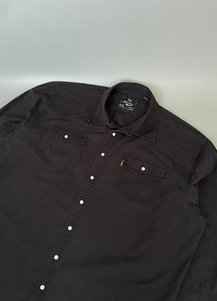 Базова чорна щільна сорочка laundry, денім, джинсова, вінтаж, однотонна, вільна, оверсайз. лаундрай2 фото