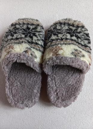 Капці домашні з овчини вишивка, розмір 42/43 (27/28см по устілці)