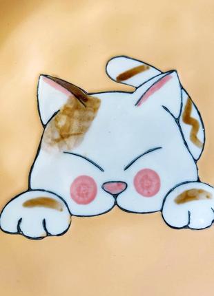 Тарілка в японському стилі з малюнком "котик" , ø 20 см3 фото