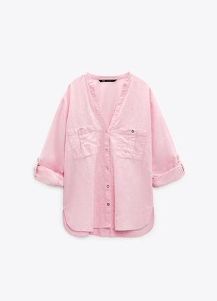 Льняна сорочка блуза рубашка из льна новая коллекция zara
