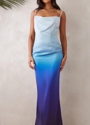 Женское платье сатиновое градиент длинное1 фото
