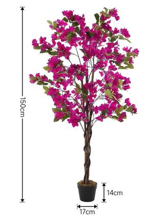 Розовая бугенвиллия цветущее дерево искусственное комнатное растение в черном горшке,...