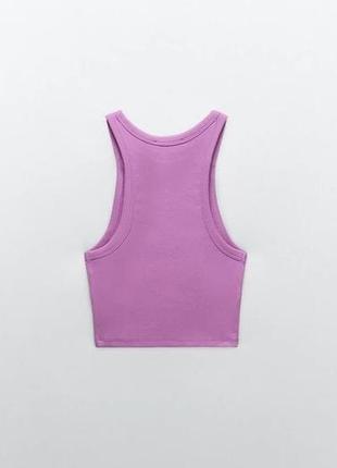 Топ zara zara топік зара фіолетовий бузковий ліловий майка в рубчик5 фото