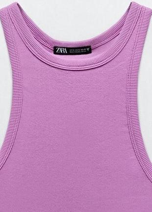 Топ zara zara топік зара фіолетовий бузковий ліловий майка в рубчик4 фото
