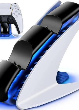 Зарядка для джойстика ps5 beboncool док станція для playstation 5 ps5 dualsense на 2 геймпади з led підсвічуванням (арт. 2897312)