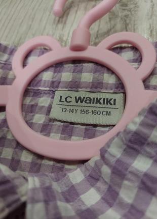 Стильное лавандовое платье в клетку с двухярусной юбкой от waikiki 12-14 лет8 фото