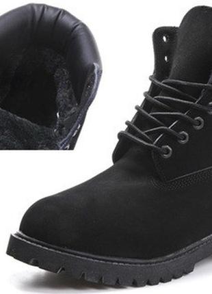 Черные ботинки тимберленд с мехом - n105104 фото