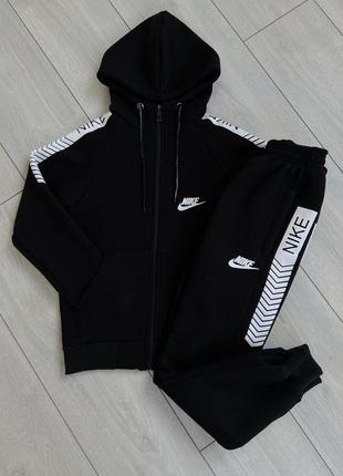 Підлітковий спортивний костюм nike на флісі для хлопчиків, дитячі утеплені костюми найк на підлітка 10-14